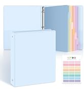 SKYDUE 1 Inch 3 Ring Binder with 8 Tab Dividers &amp; 24 Labels, Pastel Binder Organizer for Letter S...