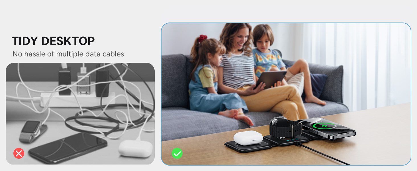 All-in-one wireless charging without the clutter of charging cables