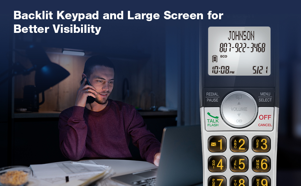 VTech VG231, White backlit keypad and display