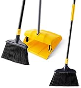 Yocada Heavy Duty Broom and Dustpan Set Commercial Outdoor Indoor 2+1 Perfect for Courtyard Garag...