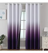 Estelar Textiler Purple and Greyish White Gradient Blackout Curtains 84 Inch Length 2 Panels Set ...