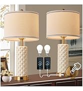 bdayanx 26'' Set of 2 Ceramic Table Lamp for Living Room Bedroom Farmhouse,Touch Control Bedroom ...