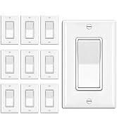 BESTTEN 10 Pack 3-Way Decorator Wall Light Switch with Wallplate, 15A 120V/277V, Single Pole or T...