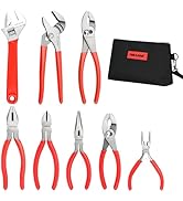 TOOLEAGUE 8Pcs Pliers Set with Storage Bag,Groove Joint Plier, Long Nose Plier,Slip Joint Plier, ...