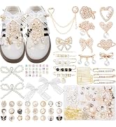 RQAYE 410Pcs Shoe Charms for Sneakers,Junk Socks Charms Kit with Letter Beads, Gold Brooches and ...