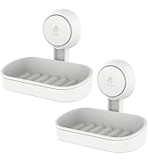 LEVERLOC Soap Holder Suction Cup for Shower, 2 Pack Soap Dish for Shower Wall Mounted NO-Drilling...