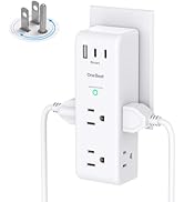 Surge Protector Outlet Extender with Rotating Plug, 6 AC Outlet Adapter Multi Plug Wall Outlet wi...