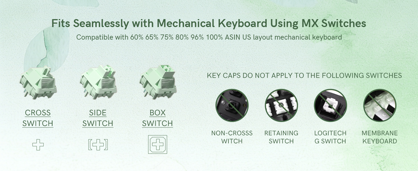 This keycap set fits seamlessly with MX-switches mechanical keyboards