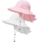 2-Pack Toddler Baby Sun Hat Kids Summer UPF 50+ for Boys Girls Adjustable Beach Hats with Bucket ...