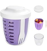 daasigwaa Fresh Fruit Salad Storage Cup To Go With Lids, Fork &amp; Drain Baskets, Reusable Leakproof...
