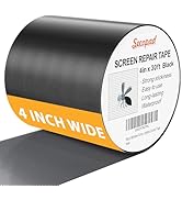 Secopad Black Window Screen Repair Kit, 4 in X 30 FT (360IN) Screen Repair Tape for Windows or Do...