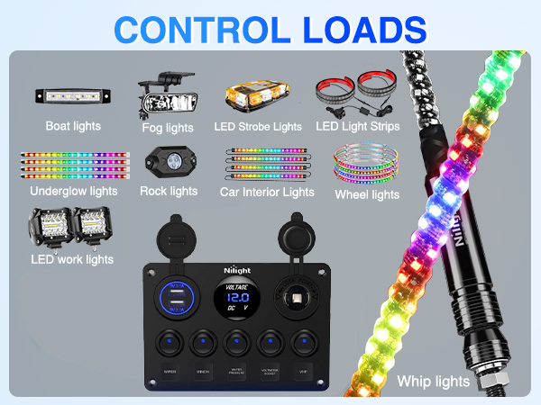 5 gang multi functional switch panel