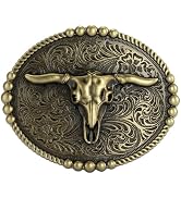 Western Cowboy Belt Buckle - Texas Bull Skull Belt Buckle for Men women