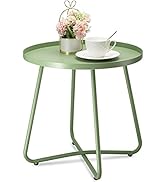 danpinera Outdoor Side Tables, Weather Resistant Steel Patio Side Table, Small Round Outdoor End ...