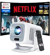 [Netflix Licensed 4K Supported] Native 1080P Smart Projector, FHD 800 ANSI | Portable Projector w...