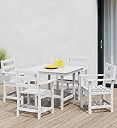WestinTrends Ashore 5-Piece HDPE Outdoor Square Patio Dining Table Set with Armchairs, White
