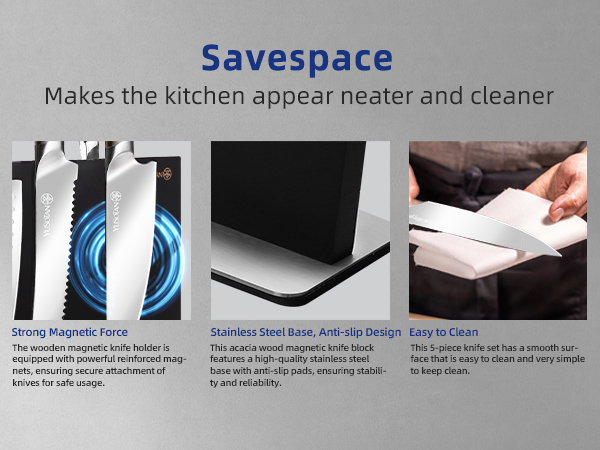  kitchen knife set with a wooden magnetic knife holder