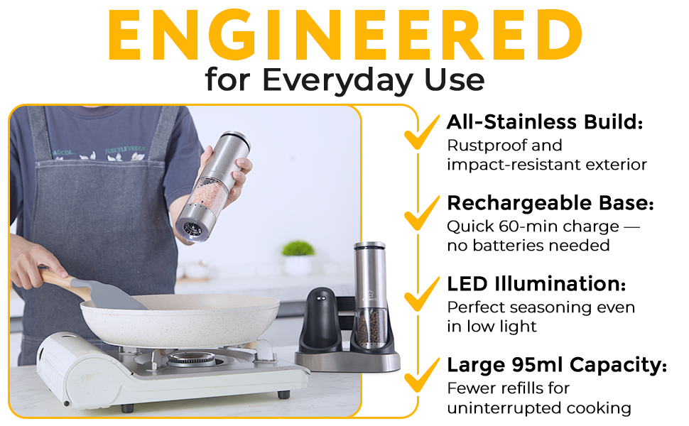 stainless steel salt and pepper shakers