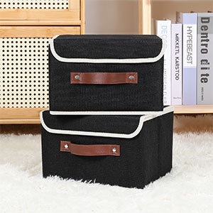 black storage bins
