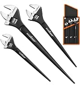 HORUSDY 3-Piece Adjustable Spud Wrench Set, 10", 12", 16", CR-V Steel, SAE &amp; Metric Scale, Black ...