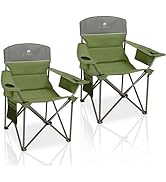 CAMPHILL Oversized Camping Chairs 2 Pack - Heavy Duty 400LBS Padded Lawn Chair with Cooler Bag,Cu...