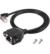 SinLoon 90 Degree Down Angle Cat8 LAN Cable, RJ45 Male to Female Shielded Ethernet Network Connec...