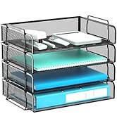 GAWERK 4 Tier Stackable Letter Tray, Metal Mesh File Storage Desktop Organizer for Home Office, B...