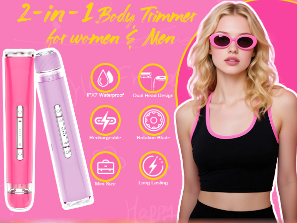 2 in 1 Women&amp;#39;s Electric Shaver, Dual Head Bikini Trimmer,Waterproof