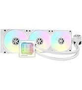 KINGCOOL Pure Flow 360-360 mm AIO CPU Liquid Cooler ARGB White, Enhanced 4500RPM Transparent Wate...