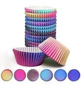 qiqee 300-Count Cupcake Liners Standard Cupcake Cups 6 Gradient Design Black Blue Cupcake Papers ...