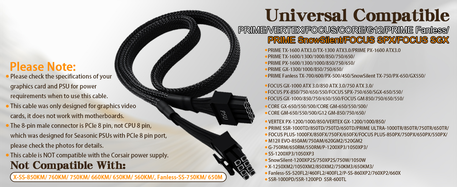8 Pin PCIe Cable for Seasonic