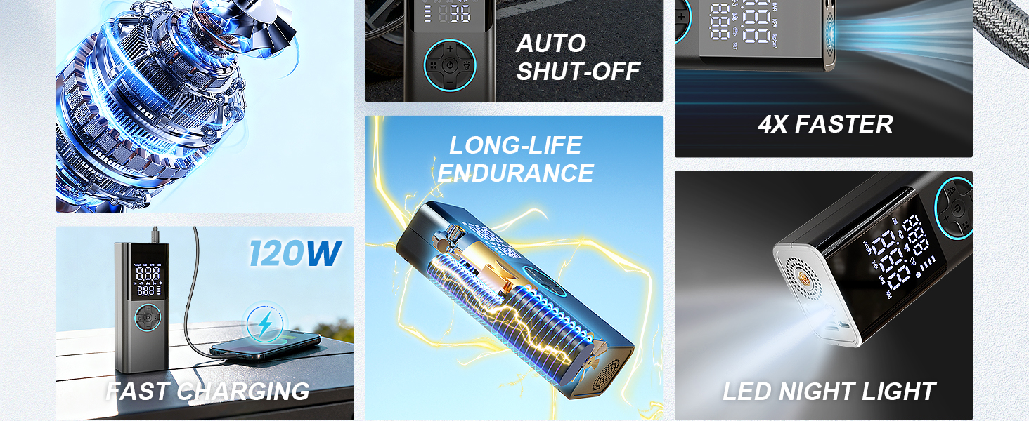 LED FLASHLIGHT &amp; POWER BANK &amp; TIRE PUMP IN ONE