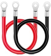 Nilight 6 AWG 20-Inch Battery Power Inverter Cables with Terminals,Red + Black Tinned Copper Batt...