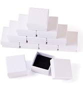 Craftdady 12 Pack White Ring Boxes, 1.97 x 1.97 x 1.18 Inch Small Jewelry Boxes Diamond Pattern S...