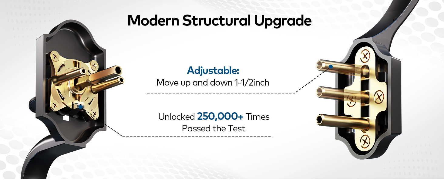Adjustable handle spacing allows easier installation on different door setups.