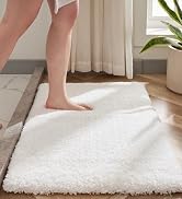 Disolla White Bathroom Rugs 24x36 Non Slip Fluffy Bath Mat for Bathroom Floor Washable Plush Luxu...