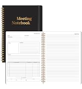 Meeting Notebook for Work - 7" x 10" Spiral Hardcover Business Notebook with Action Items &amp; Meeti...