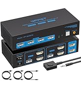 HDMI KVM Switch 2 Monitors 2 Computers 4K@30Hz USB 2.0 KVM Switch Dual Monitor for 2 Computers Sh...