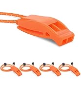 4 Pack Emergency Whistles, Loud Shrill Safety Whistle with Reflective Lanyard for Outdoor Climbin...