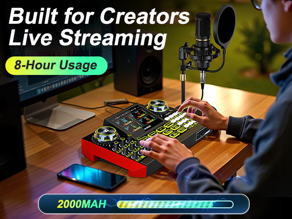 podcast audio mixer live sound card voice changer soundboard for gaming sound board for gaming