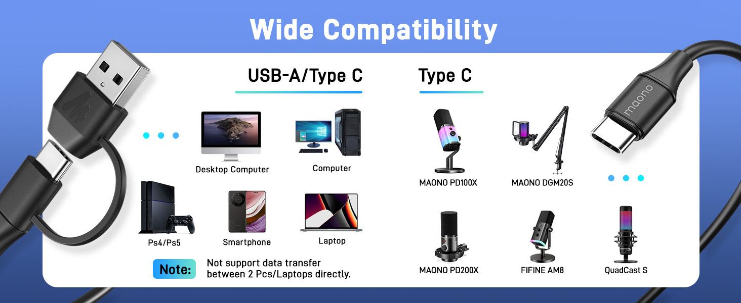 MAONO USB A&amp;amp;C 2 in 1 microphone cable