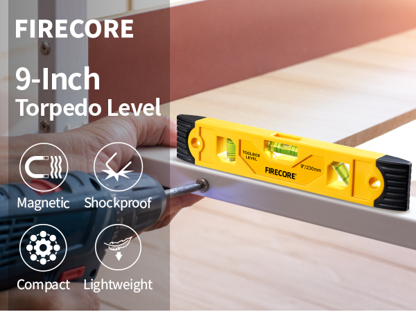 9 inch magnetic torpedo level construction leveler tool small spirit bubble for hanging pictures