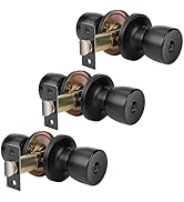 JO.KO Passage Door Knob Keyless, Round Ball Lock Interior/Exterior Door Knob for Bedroom Or Bathr...