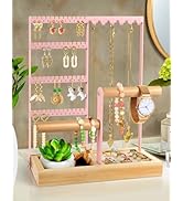 Godboat Jewelry Organizer - Earring Holder with 48 Holes, 6 Hooks Necklace Organizer, Bracelet an...