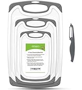 Cutting Boards for Kitchen, Plastic Chopping Board Set of 4 with Non-Slip Feet and Deep Drip Juic...