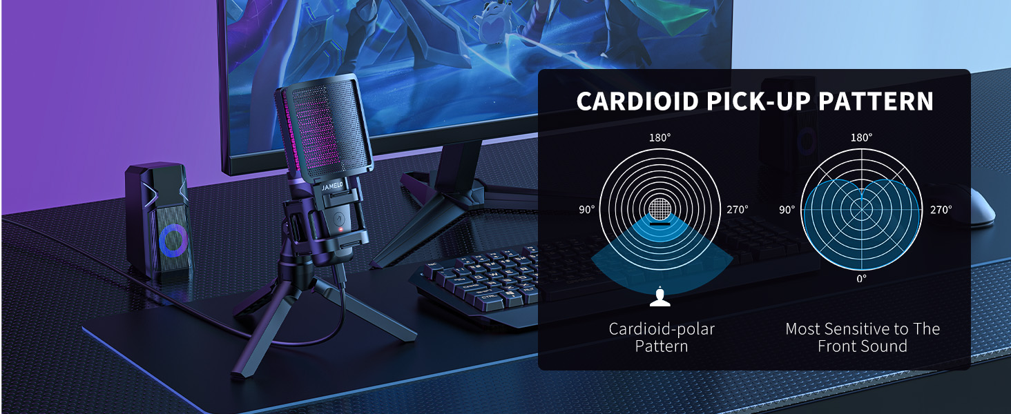 cardioid directional gaming microphone
