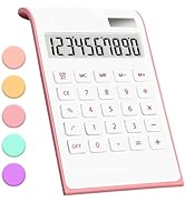 Pink Calculator, UPIHO Pink Office Supplies and Accessories, 10 Digits Solar Battery Basic Office...