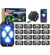 MICTUNING C4+ RGBW Rock Lights, 16 Pods 360° Ultra Bright Pure Color Underglow Neon Lights, Bluet...