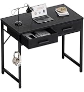 Pamray 32 Inch Small Computer Desk with 2 Drawers for Bedroom Study Writing Home Office Table for...