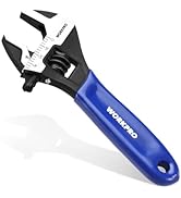 WORKPRO 4-Inch Mini Adjustable Wrench, Cr-V Steel Wide Jaw Black Oxide Wrench for Small Nuts, Met...